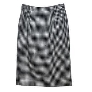 Vintage Pencil Wiggle Skirt 80s Size Small Black and White Wool Houndstooth